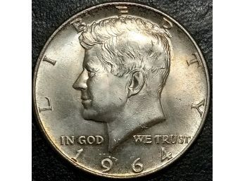1964 KENNEDY SILVER HALF DOLLAR MS-64 TO MS-65 QUALITY NICELY TONED