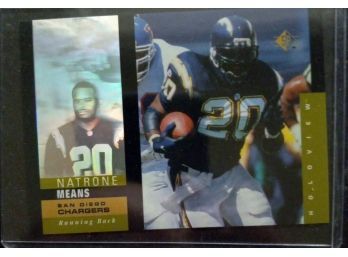 NATRONE MEANS 1995 UPPER DECK SP HOLOGRAM FOOTBALL CARD IN MINT CONDITION IN PROTECTIVE SLEEVE