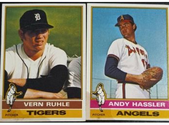 VERN RUHLE AND ANDY HASSLER 1976 TOPPS BASEBALL CARDS IN VERY GOOD CONDITION