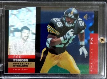 ROD WOODSON 1995 UPPER DECK SP HOLOGRAM FOOTBALL CARD IN MINT CONDITION IN PROTECTIVE SLEEVE