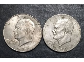 1972-D AND 1976 EISENHOWER DOLLARS AU