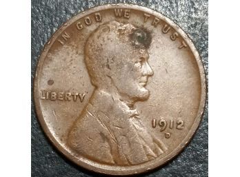 KEY DATE 1912-D LINCOLN WHEAT CENT VG-10 QUALITY