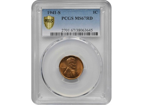 1941-S LINCOLN WHEAT PCGS MS-67 RD BLAZER-Hundreds More In Ms-68