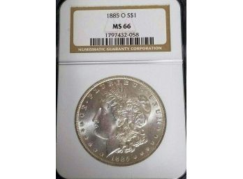 1885-O Morgan Silver Dollar NGC MS-66 Superbly Struct Coin.