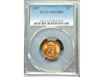 GORGEOUS 1937 LINCOLN WHEAT CENT PCGS MS-65 RED