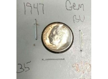 COLORFUL TONED 1947-P ROOSEVELT DIME GEM UNCIRCULATED