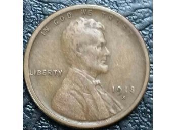 1918-S LINCOLN WHEAT CENT XF CONDITION