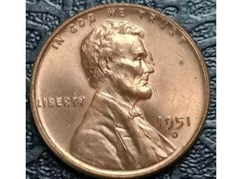 1951-D LINCOLN WHEAT CENT GEM BRILLIANT UNCIRCULATED RED