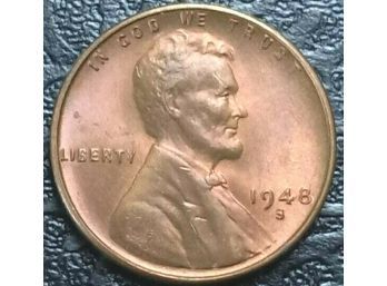 1948-S LINCOLN WHEAT CENT BRILLIANT UNCIRCULATED RED