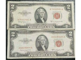 1953-B AND 1953-C $2.00 RED SEAL NOTES VF-35 (LOT OF 2)