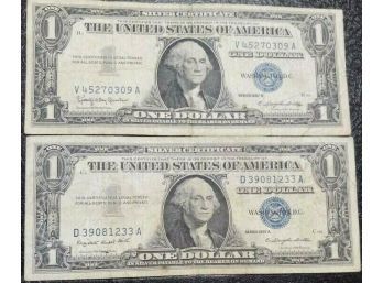 CRISP 1957-A AND 1957-B $1.00 SILVER CERTIFICATES XF-40 (LOT OF 2)