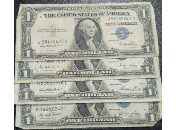 1935-E $1.00 SILVER CERTIFICATES FINE TO VF (lOT OF 4)