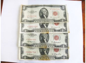 1953,1953-A,1953-B,1953-C $2 RED SEAL US NOTES VF TO XF (LOT OF 4)