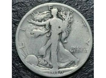 1919-S WALKING LIBERTY HALF DOLLAR FINE CONDITION VALUABLE DATE