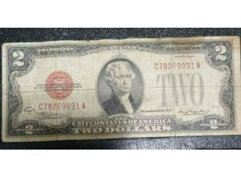 1928-D $2.00 RED SEAL NOTE VG/FINE CONDITION