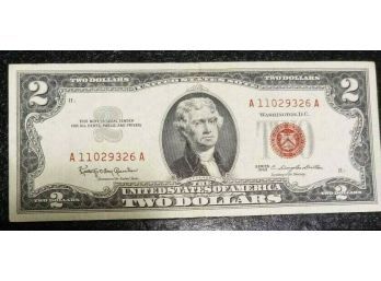 1963 $2.00 RED SEAL NOTE EXTRA FINE CONDITION