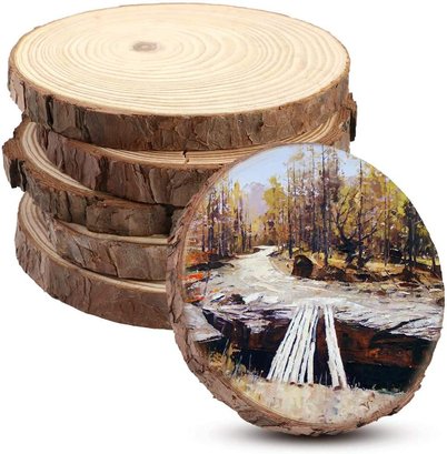 Unfinished Natural Wood Slices 12 Pcs 4.8-5.5 Inch, Circles Christmas  Ornaments Centerpiece Rustic #5147