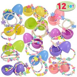 Set Of 2, 12 Pieces Each Easter Eggs With Bracelets Prizes