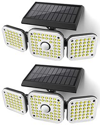 2 PACK Solar Security Lights,3 Head Motion Lights Outdoor