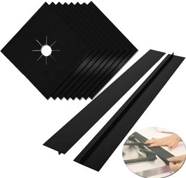 Stove Covers, 8 Pcs 0.2 Mm 10.6' X 10.6' Gas Range Protectors With 2 Pcs 21' Silicone Gap Cover