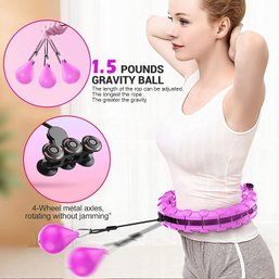 27 Detachable Knots Weighted Exercise Hoops (Fit To Waist 20'-45.5') Purple
