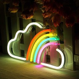 15' X 8' Inch Neon Signs For Bedroom. White With Rainbow