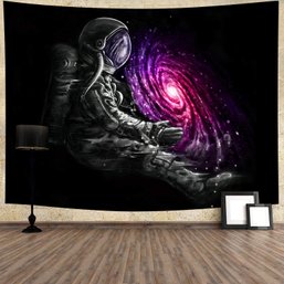 Spaceman Purple Galaxy Hippie Tapestry 80 Inches X 60 Inches Wall Hanging