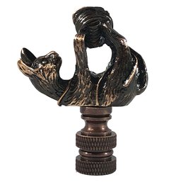 Playful Cat Finial For Lamp Shade, Antique Brass