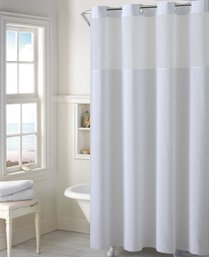 SureFit 71 In. X 74 In. Solid White Microfiber Hookless Shower Curtain With PEVA Liner - 1 Each