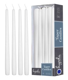 12 Pack Tall Taper Candles - 14 Inch White Dripless