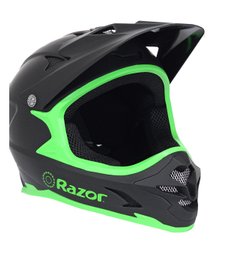 Razor Full Face Black And Green Sport Helmet Unisex Youth