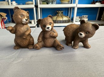 Vintage Set Of Homco Bear Cubs