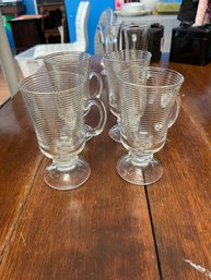 Set Of 4 Portugal Glass Footed Mugs