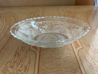 Vintage Depression Glass Clear Sandwich Oval Bowl