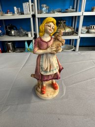 Girl With Dog Figurine - Made In Italy