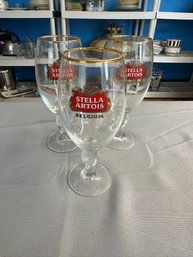Lot Of 3 Stella Artois Glasses