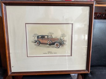 Vintage Cadillac Print Matted And Framed