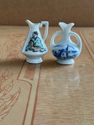 Lot Of 2 Miniature Pitchers / Vases