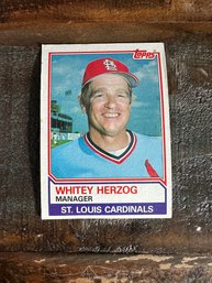 1983 Topps Whitey Herzog Cardinals Baseball Card #186