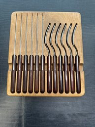 Stainless Steak Knives And Forks With Wood Case