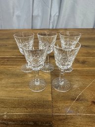 Set Of 5 Crystal Cordial Glasses