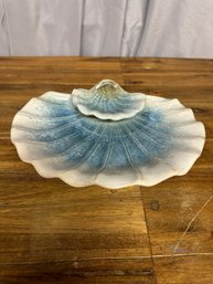 Vintage Blue Ceramic Beach / Scallop Serving Dish