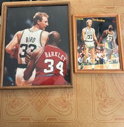Lot Of 2 Larry Bird Celtics Framed Photographs