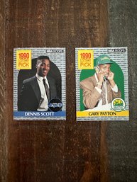 Lot Of 2 1990 NBA Hoops Lottery Pick Dennis Scott And Gary Payton