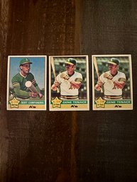 Lot Of 3 1976 A's Baseball Cards