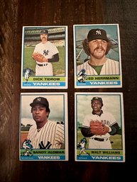 Lot Of 4 1976 Topps Yankees Baseball Cards