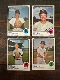Lot Of 4 1973 Topps New York Yankees Baseball Cards