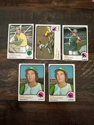 Lot Of 5 1973 Topps Oakland A's Baseball Cards