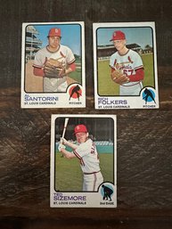 Lot Of 3 1973 Topps Cardinals Baseball Cards