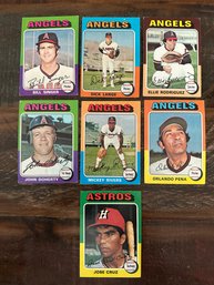 Lot Of 7 1975 Topps Angels Baseball Cards